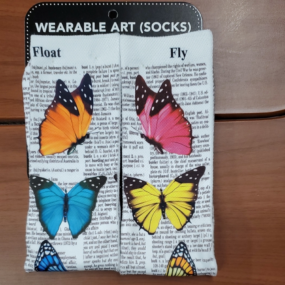 Wearable Art Butterfly Socks - Multicolor Butterflies